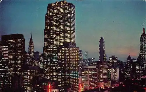 USA 1963 Twilight Time Mid Manhattan New York City Vintage Postkarte
