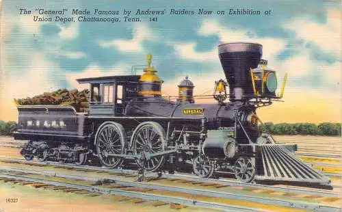 B039 US Chattanooga Tennessee The General Steam Train Locomotive Postkarte