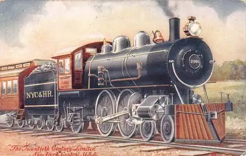 B039 USA 1913 The Twentieth Century Limited New York Central Steam Train Postkarte