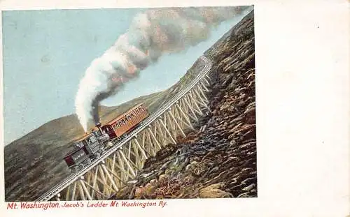 B039 US Mt Washington Jacob's Ladder Railway Dampfzug Vintage Postkarte