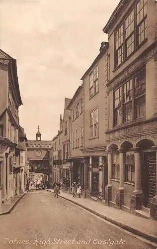 England Totnes High Street und Eastgate Vintage Postkarte