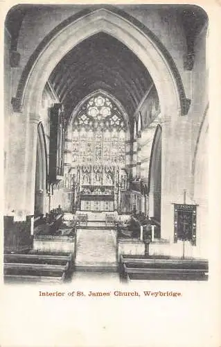 England Interieur der St James Church Weybridge Vintage Postkarte