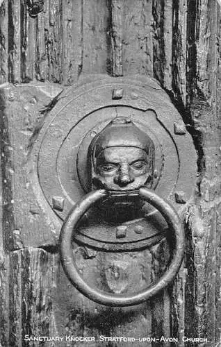 England Sanctuary Knocker Stratford-Upon-Avon Kirche Vintage Postkarte