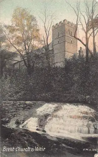 England 1906 Brent Kirche und Weir Vintage Postkarte
