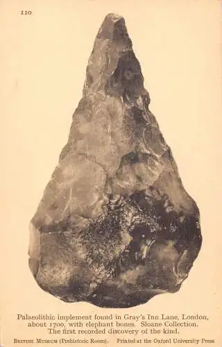 England British Museum London Paleolithic Implement Vintage Postkarte