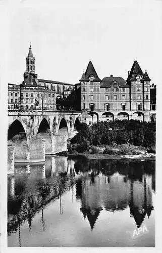 Frankreich Montauban Musee Ingres und L'Eglise Saint Jacques Bridge Vintage Postkarte