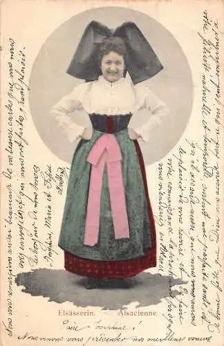 Frankreich 1904 Elsaesserin Elsacienne Frau in Tracht Vintage Postkarte
