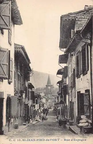 Frankreich St Jean Pied De Port Rue d'Espagne Straße Vintage Postkarte