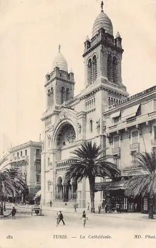 Tunesien Tunis Kathedrale Grand Magasins Vintage Postkarte