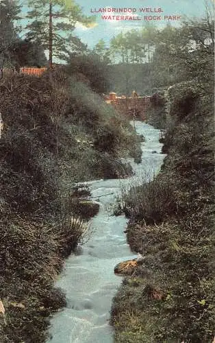 Wales Llandrindod Wells Waterfall Rock Park Vintage Postkarte