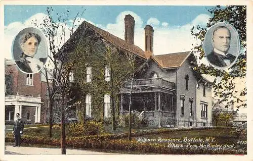 B040 US Milburn Residence Buffalo New York Pres Mckinley gestorben Portrait Postkarte