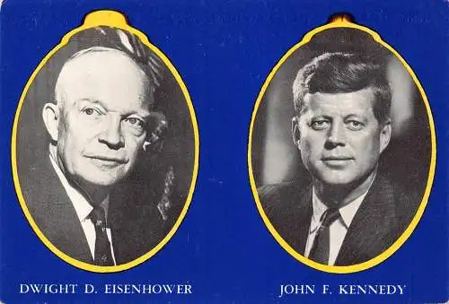 B040 Politiker Präsident John F Kennedy, Dwight D Eisenhower Portraits Postkarte