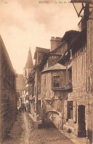 Frankreich Rouen Rue des Matelas Straße Vintage Postkarte