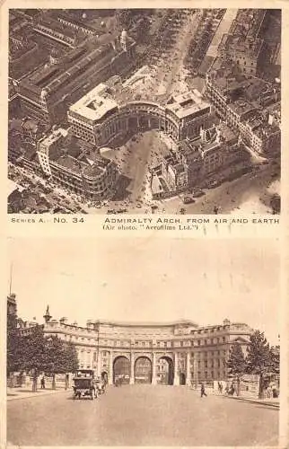 England 1924 London Admiralty Arch From Air and Earth Vintage Postkarte