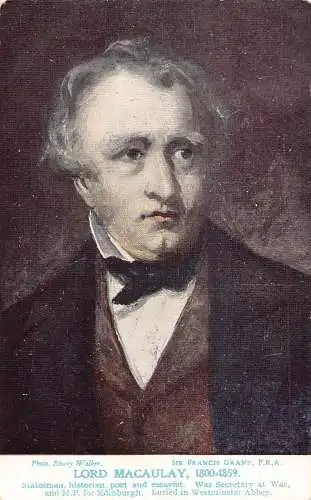 B041 Britisches Persönlichkeitsportrait Lord Macaulay Staatsmann Historiker Postkarte