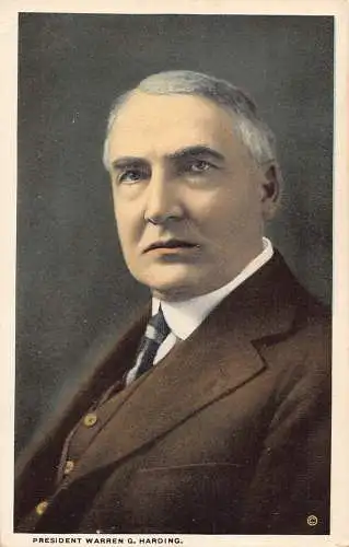 B041 US Politiker Präsident Warren G Harding Portrait Vintage Postkarte