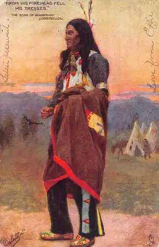 B043 Ethnische Indianer 1905 Indianerhäuptling Song of Hiawatha Kunst Postkarte