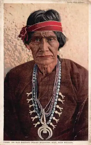 B043 Ethnische Indianer Old Navaho Indianer Medizin Mann New Mexico Postkarte