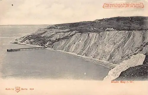 England Alaun Bay Isle of Wight Hold-To-Light Moonlight Vintage Postkarte