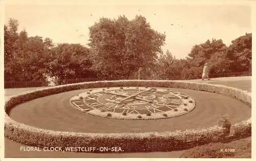 England Floral Clock Westcliff-on-Sea Vintage Postkarte