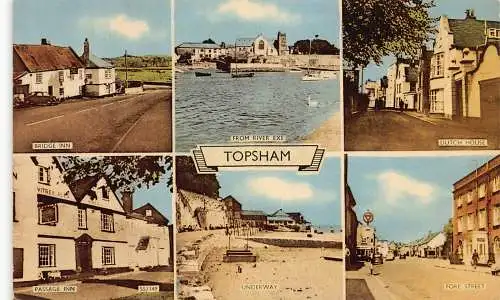 England Topsham River Exe Bridge Inn Passage Fore Street Unterwegs Postkarte