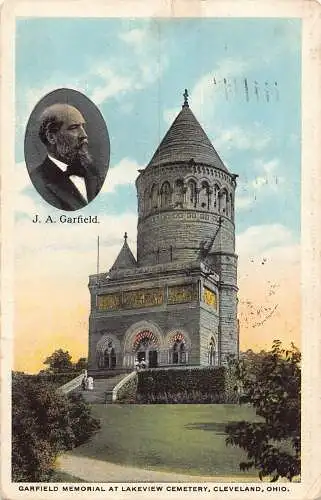 B041 US Garfield Memorial at Lakeview Cemetery Cleveland Ohio 1920 Postkarte