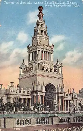 B042 US Tower of Jewels at Pan Pac Int Exposition San Francisco 1915 Postkarte