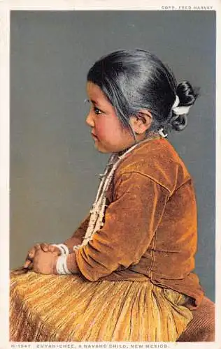 B043 Ethnisches indianisches Mädchen Zuyah-Chee Navaho Kind New Mexico Postkarte