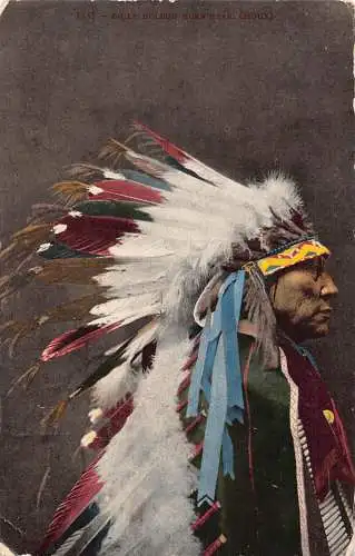 B043 Ethnische Indianer 1911 Häuptling Holdow Hornbär Sioux Portrait Postkarte