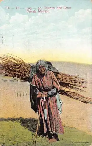 B043 Ethnische Indianer 1911 Ta-ka-map-po Berühmte Nez Perce Krieger Postkarte