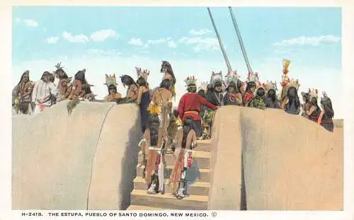 B043 Ethnische Indianer Estufa Pueblo von Santo Domingo New Mexico Postkarte