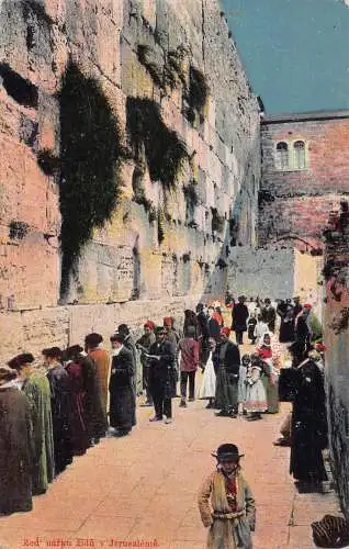 B033 Israel Klagemauer in Jerusalem Ureinwohner Vintage Postkarte