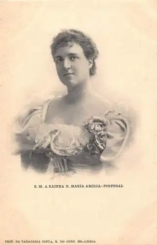 B032 Royalty Portugal Queen SMA Maria Amelia Portrait Vintage Postkarte