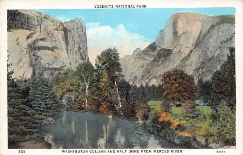 B030 US Yosemite National Park Washington Column and Half Dome Postkarte