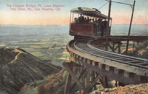 B030 US Circular Bridge Mt lowe Division Pac Electric Train Los Angeles Postkarte