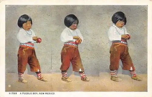 B043 Ethnische Indianer Indianer Pueblo Junge New Mexico Postkarte