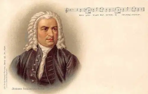 B044 Musiker Komponist Johann Sebastian Bach Portrait Vintage Postkarte