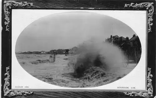 England 1910 Passepartout Burnham Rough Sea Waves Vintage Postkarte
