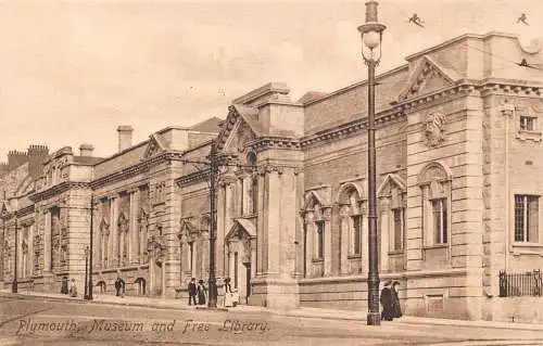 England Plymouth Museum and Free Library Vintage Postkarte
