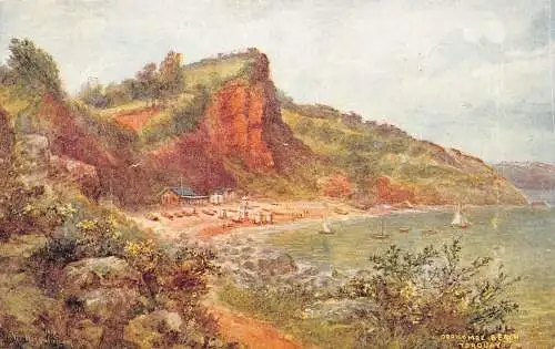 England Torquay Oddicombe Beach Vintage Postkarte