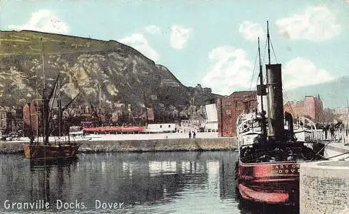 England 1910 Granville Docks Dover Steamboat Vintage Postkarte