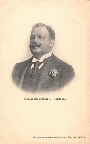 B032 König Portugal König von Carlos I Portrait Vintage Postkarte