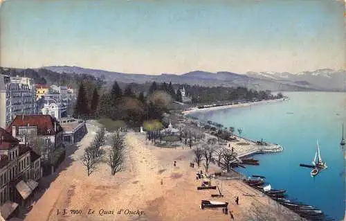 Schweiz Le Quai d'Ouchy Boote Strand Vintage Postkarte