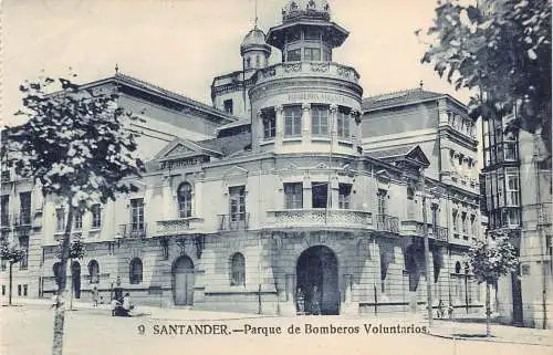 Spanien Santander Parque de Bomberos Voluntarios Vintage Postkarte