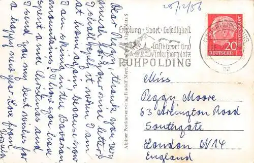 Deutschland 1956 Ruhpolding mit Rauschbergbahn Seilbahn Multi-View Oldtimer Postkarte