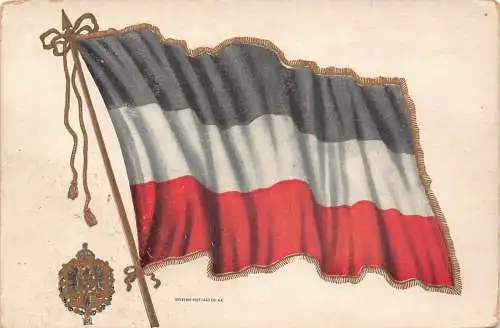 Nationalflagge Deutsches Reich und Wappen Goldene Details Vintage Postkarte