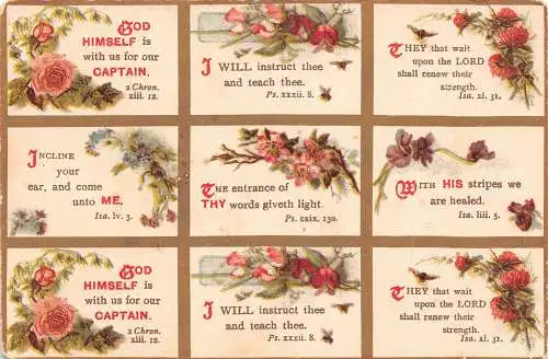 Glaube Religiöse Psalmen Rosen Blumen Bienen Mehrfachansicht Vintage Postkarte