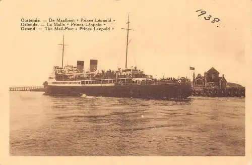 Belgien Ostende Ostende Postdampfer Prinz Leopold Post Postkarte
