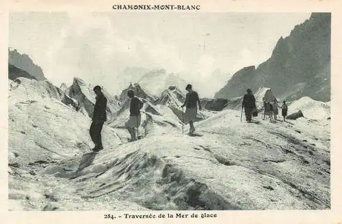 Frankreich Traversee de la Mer de glace Bergsteiger Vintage Postkarte