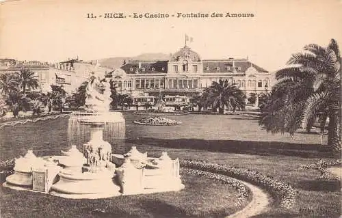 Frankreich schönes Casino Fontaine des Amours Brunnen Vintage Postkarte